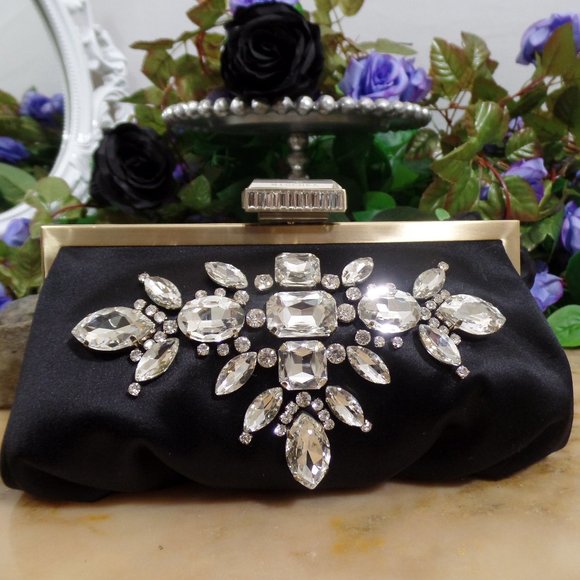 Rare Badgley Mischka Glow Embellished Frame Clutch / Handbag / Shoulder bag - Picture 1 of 12